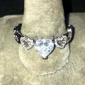 NEW! Ladies Single Heart Clear CZ Inlay Ring, Sz 7 OR Sz 8 OR Sz 9